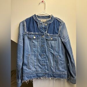 Madewell Distressed Collarless Denim Jacket Thunder Cloud - Size Small